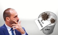 Lata de lixo é o lugar para Eduardo Bolsonaro e seu ridículo projeto que objetiva constranger os professores. Foto/reprodução.